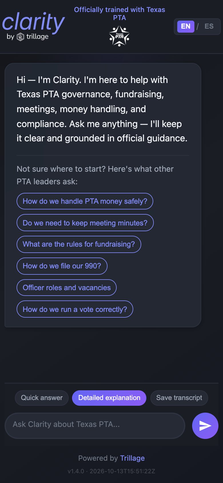 ClarityPTA on a phone