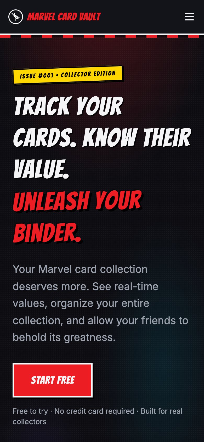 Marvel Card Vault on a phone